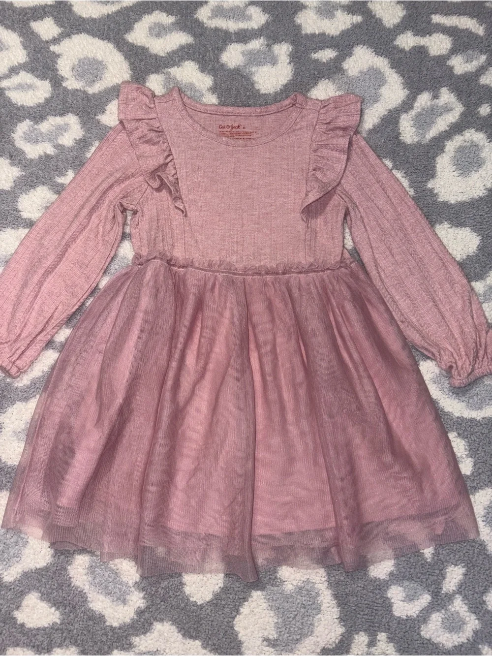 Cat & Jack Dusty Rose Long Sleeve Tulle Dress Toddler Girl 3T